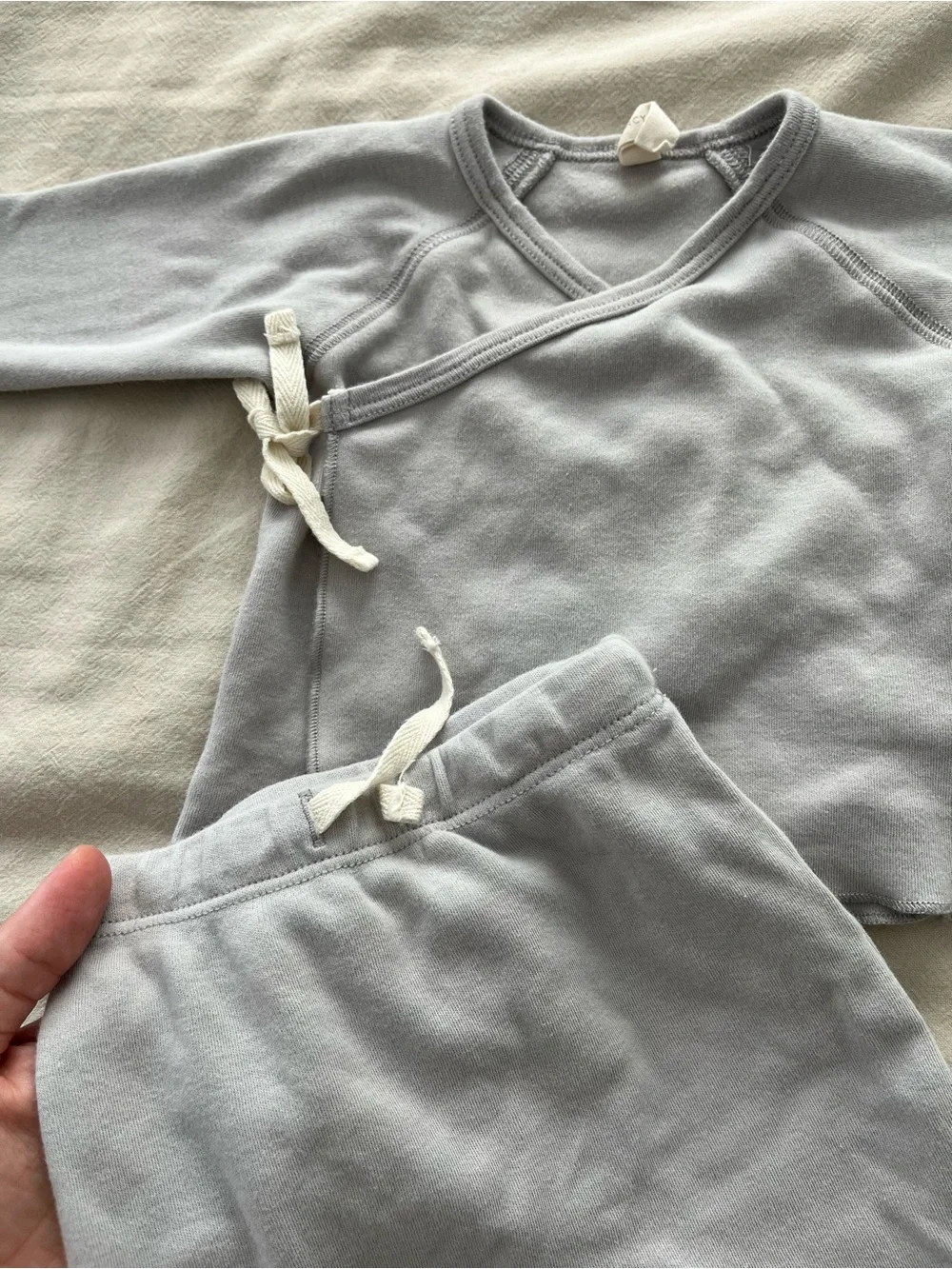 Quincy Mae Light Gray Baby Kimono Wrap Matching Set